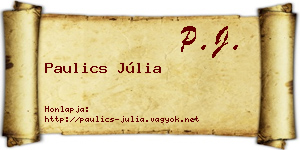 Paulics Júlia névjegykártya