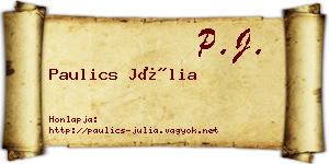 Paulics Júlia névjegykártya